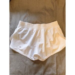 White lululemon speed shorts. Only worn once!